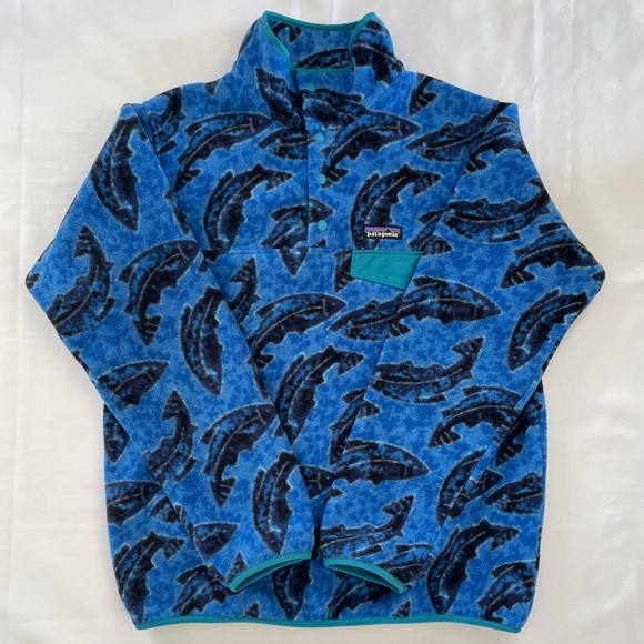 Patagonia Synchilla Snap-T Pullover Women's Size M Leaping Oasis Blue Fish - Picture 14 of 15